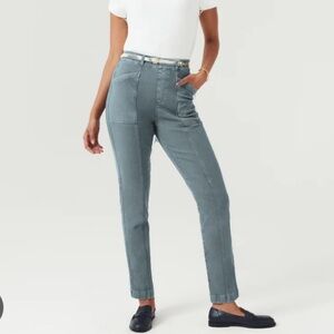 NWT Spanx stretch twill straight leg pants size XS hazy blue grey